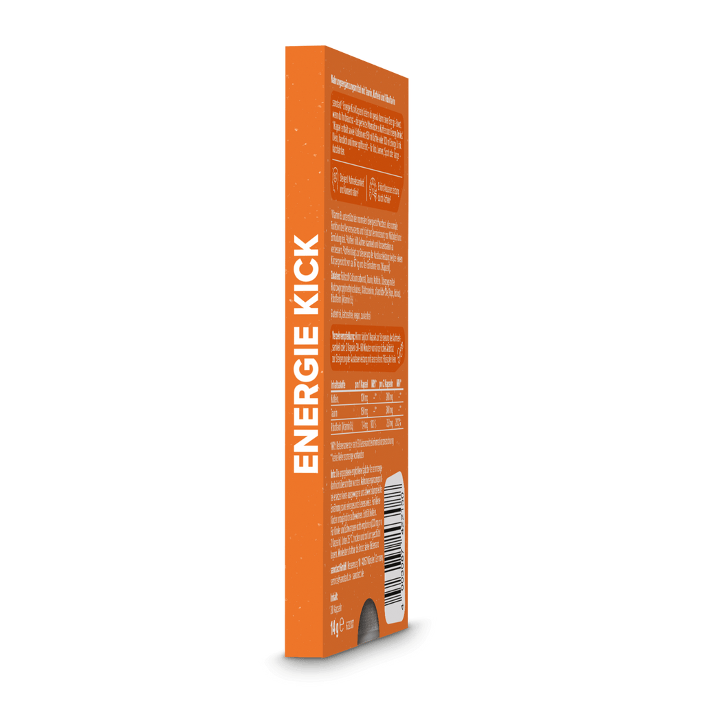 sanotact GmbH - EnergieKick Kapseln mit Koffein und Taurin für Nerven und Energie, Seitenansicht Verpackung